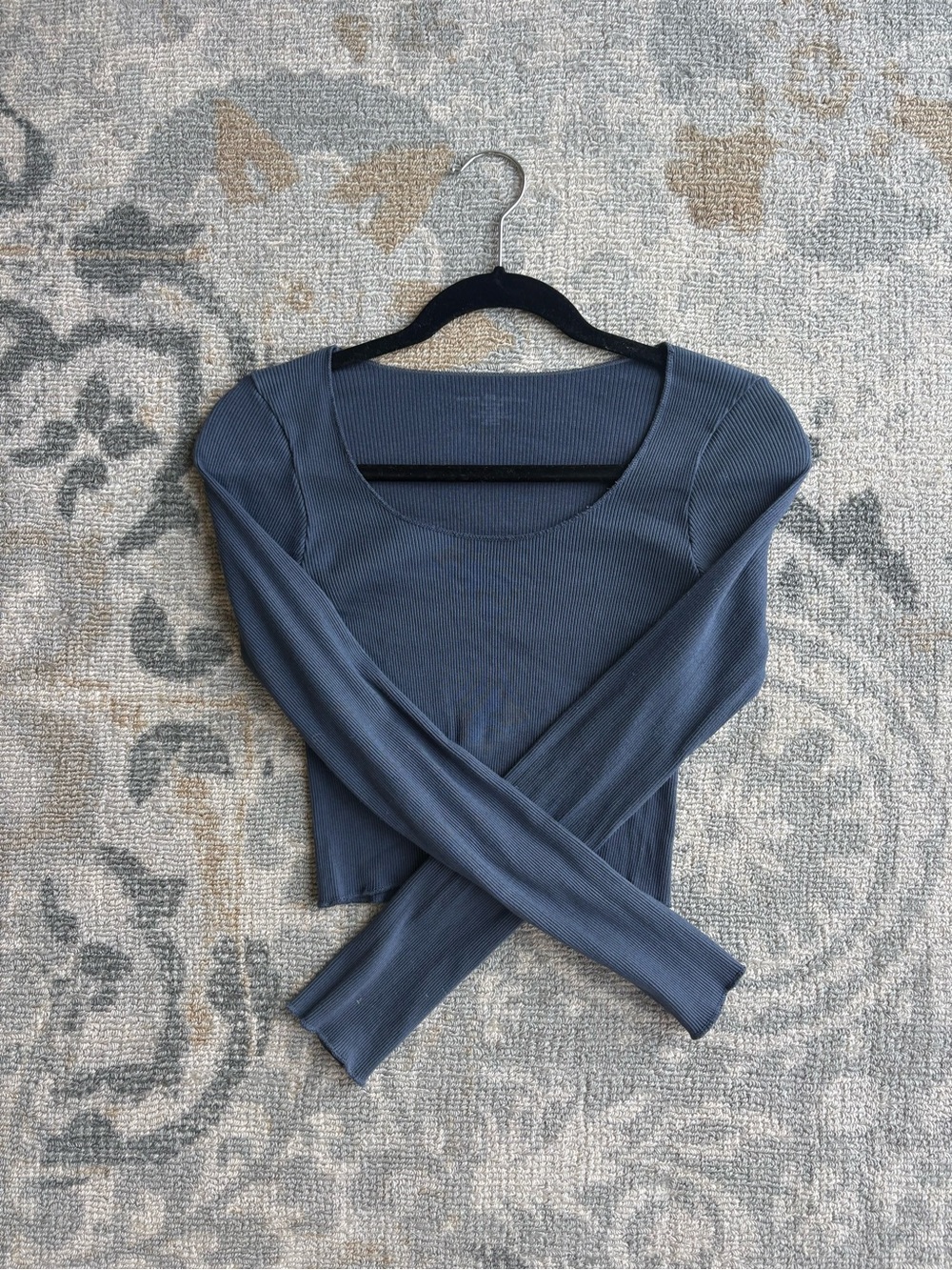 Brandy Melville Ribbed Cropped Long Sleeve Top